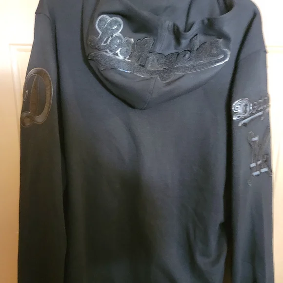 LA DODGERS POPULAR DESIGN BLACKOUT STITCHED ZIPUP HOODIE XLARGE - Picture 6 of 6